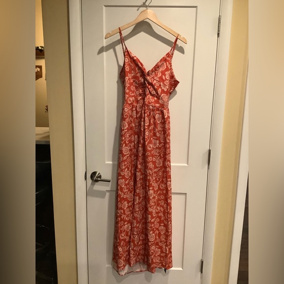 Cupshe Dresses & Skirts - Orange Floral Twist front Maxi Dress